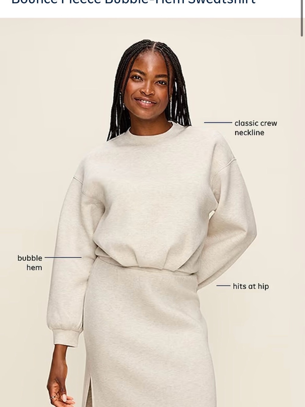 Old Navy Cream Bubble-Hem Crewneck Sweater